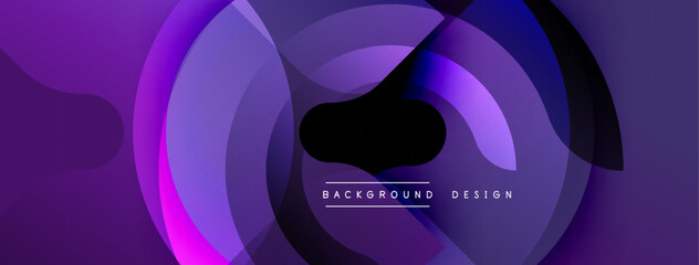 Poster - Abstract purple design. Overlapping circles create dynamic visual effect. Smooth gradients, modern aesthetic. Perfect for backgrounds, presentations.