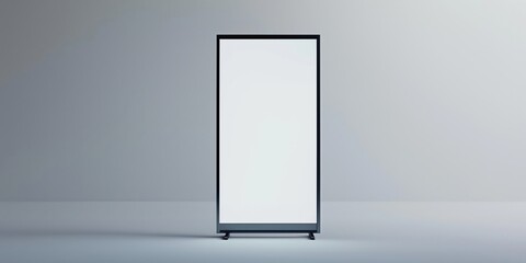 minimalist vertical display screen in modern setting with blank white space