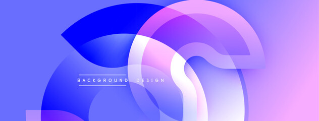 Poster - Abstract design. Overlapping circles create dynamic composition. Blue, purple, white gradients blend smoothly. Modern aesthetic. Minimalist style.