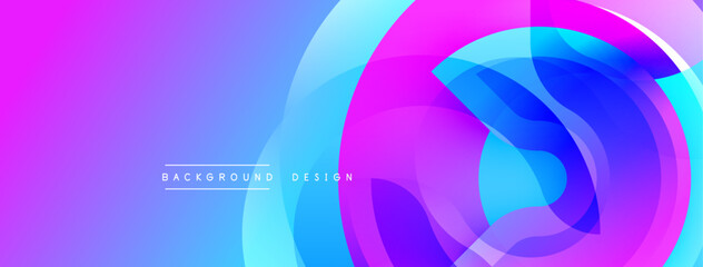 Poster - Vibrant abstract design. Overlapping circles create dynamic flow. Blue, purple hues blend seamlessly. Modern aesthetic, perfect for digital projects.