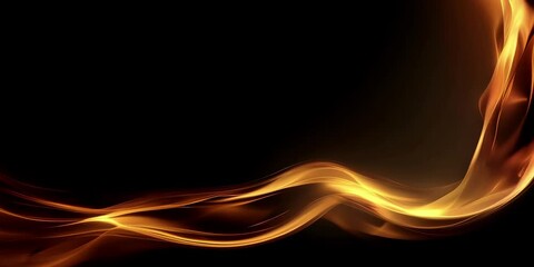 Wall Mural - Abstract golden glowing wave isolated against a stark black backdrop, Presentations background