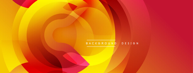 Poster - Bright abstract design. Overlapping circles create dynamic composition. Warm colors dominate, evoking energy, modern aesthetic. Smooth gradients, vibrant tones.