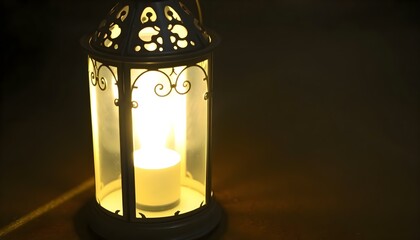 Wall Mural - lit candle sitting on top of a table
