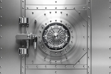 Poster - Secure steel vault door with a heavy locking mechanism.