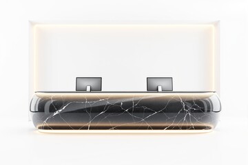 Aufkleber - Modern black marble reception desk with glowing edges.