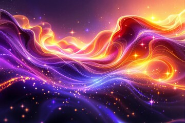 Leinwandbilder - Abstract glowing waves with sparkling lights in vibrant colors.