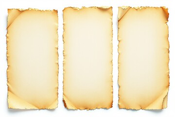 Poster - Three aged burnt parchment papers with empty space.