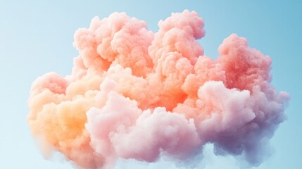 Leinwandbilder - Pastel pink and orange smoke cloud against a light blue sky.