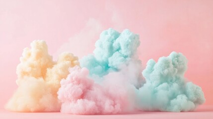 Fototapete - Pastel-colored clouds on a pink background.