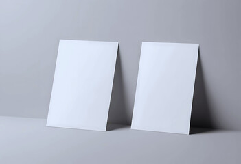 Wall Mural - Two vertical postcard mockup blank paper template. White empty card for design in 3D rendering