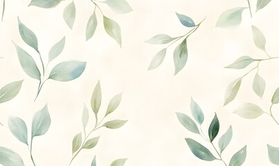Wall Mural - watercolor painting Ferns and leaves in soft greens, arranged to create an organic pattern, Generative AI