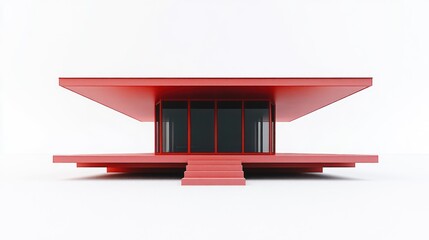 Aufkleber - Red modern minimalist house architectural rendering.