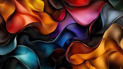 Poster - An abstract composition featuring vibrant, swirling colors and fluid shapes, creating a dynamic and visually engaging pattern on a dark background.