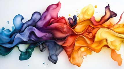 Poster - A vibrant wave of flowing colors blends together, creating an abstract artwork with rich hues and dynamic movement.