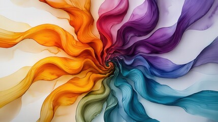 Poster - A vibrant swirl of colorful, flowing fabric ribbons creates a dynamic and artistic visual display.