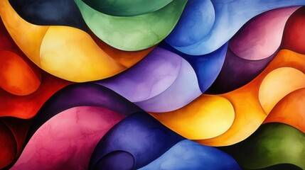 Poster - A vibrant abstract artwork featuring flowing shapes and a spectrum of colors, creating a dynamic and engaging visual experience.