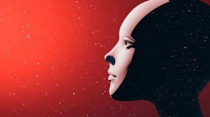 Poster - Advanced Cybernetic Avatar Concept with AI Features Against a Stellar Background