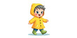 © Rysak - cheerful toddler in a yellow raincoat happily walks