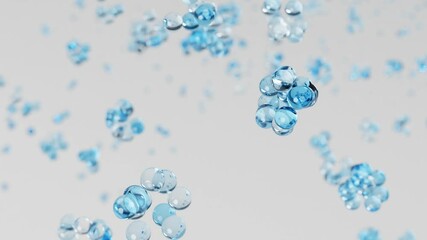 Poster - 3d render animation background with abstract moving bubble in blue color