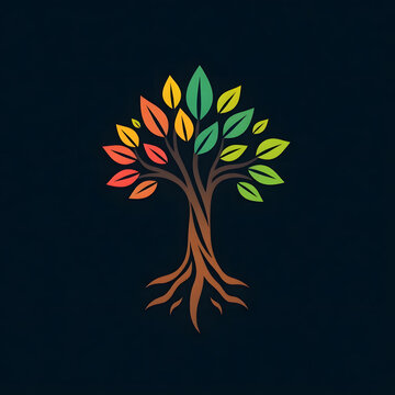 A digital illustration of a tree of life symbol, a root within a white background art illustration design
