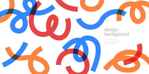 Wall Mural - background with wavy colored shapes. vector squiggles lines for flyer, poster, cover or banner.