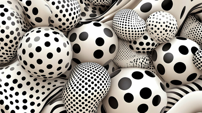Abstract Black And White Geometric Sphere Pattern Background