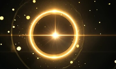 Wall Mural - Glowing Light Trails Swooping in Curve to Position Radiant Logo in Center in Logo Animation Made with Generative AI Technology