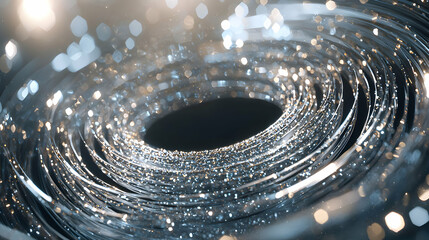 Fototapete - Abstract Silver and Blue Spiral Vortex with Sparkling Lights