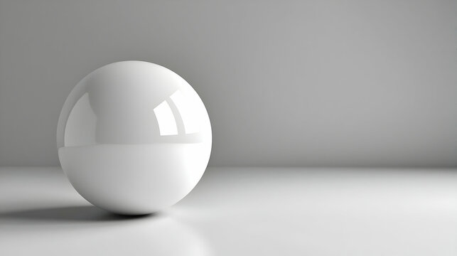Glossy White Sphere on a Bright Neutral Background