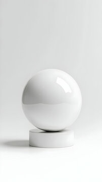 Glossy White Sphere on a White Stand