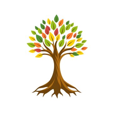 A digital illustration of a tree of life symbol, a root within a white background art illustration design