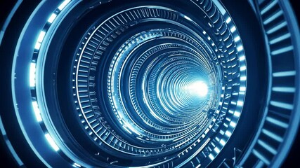 Poster - Swirling neon tunnel with luminous spirals creating a mesmerizing effect in a futuristic design