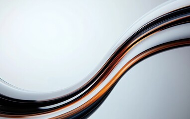 Poster - Abstract Copper and Black Wavy Line