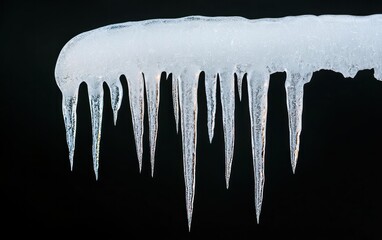Poster - Glistening Icicles Against Black Background