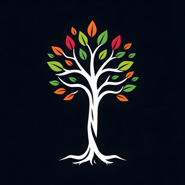 A digital illustration of a tree of life symbol, a root within a white background art illustration design