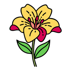 Poster - Yellow Flower Vector art, Simple Floral Design, Nature Art, Botanical Artwork, Cute Lily, Spring B