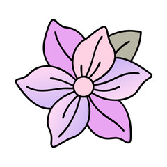 Poster - Pretty Pastel Purple Flower Vector art, Simple Floral Design