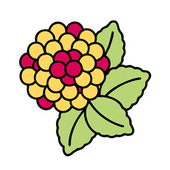 Poster - Stylized Flower Vector art Yellow and Red Petals, Green Leaves