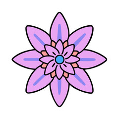Poster - Purple Flower Design, Six Petals, Artistic Vector art, Floral Pattern, Cute Bloom, Bohemian Style,
