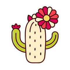 Poster - Cute Cartoon Cactus with Blooming Flower vector Design