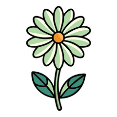 Poster - Charming Green Daisy Flower vector, Simple Botanical Design