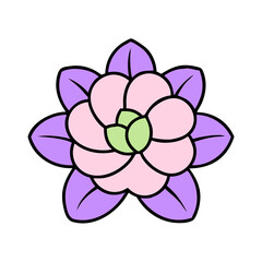 Poster - Purple and Pink Flower vector, Simple Floral Design, Botanical Art