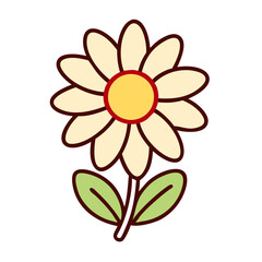 Poster - Simple Cartoon Flower vector Petals, Stem, Leaves, Bloom