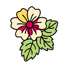 Poster - Floral vector Yellow, Pink Flower with Green Leaves Design