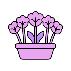 Poster - Purple Flower Potted Plants vector  Cartoon Design
