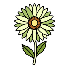 Poster - Green Flower vector , Simple Floral Design, Botanical Art