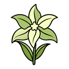 Poster - Green Flower vector  Simple, Cartoonish, Botanical Art