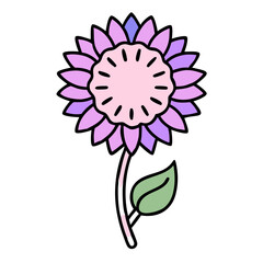 Poster - Pastel Purple Flower vector  Simple, Cute, Botanical Art