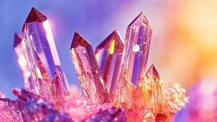 Poster - shimmering quartz crystals stand tall reflecting colorful light generative ai