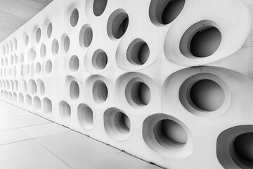 Poster - Abstract architecture design wall with repetitive circles for minimalist backgrounds